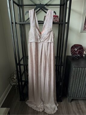 Rene Ruiz Pale Blush Shimmery Maxi Dress